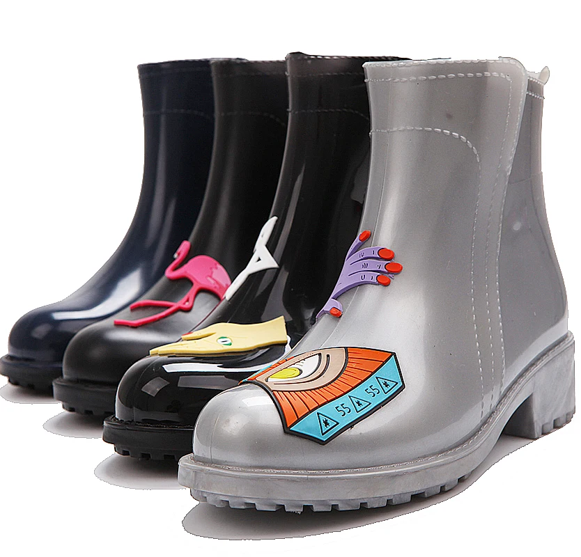 ladies women pvc waterproof anti slip gardening  plastic rain boots shoes for walking