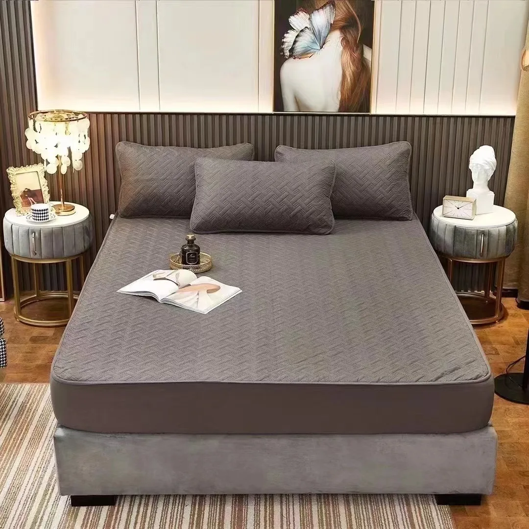 Queen Size Quilted Bed Cover Fitted Mattress Pad Cover Elastic Fitted Mattress Protector Waterproof bed bug mattress cover