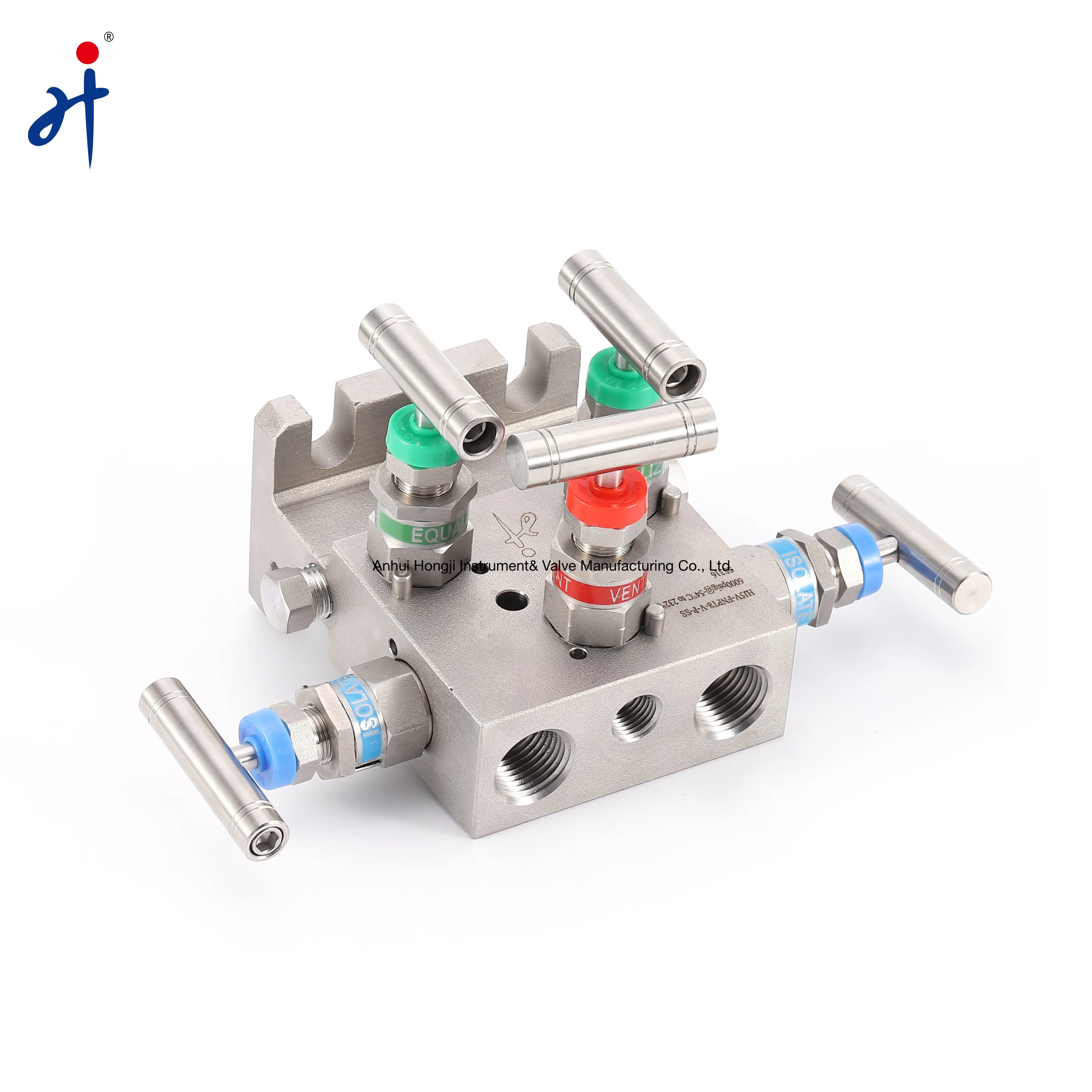 High Pressure 5-Valve Manifold Stainless Steel Direct Mount Manifolds for Oil Gas or Water Pipe