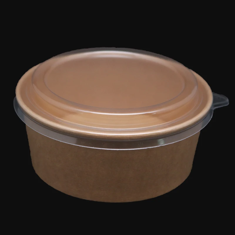 
Round 500ml-1500ml Kraft Paper Salad Bowl Disposable Lunch Spaghetti biodegradable leak proof takeaway food containers 