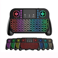 Factory V8 2.4G Mini Wireless Keyboard  7 Color Backlit Bluetooth  Air Mouse Remote Control Touchpad for Android TV  Box