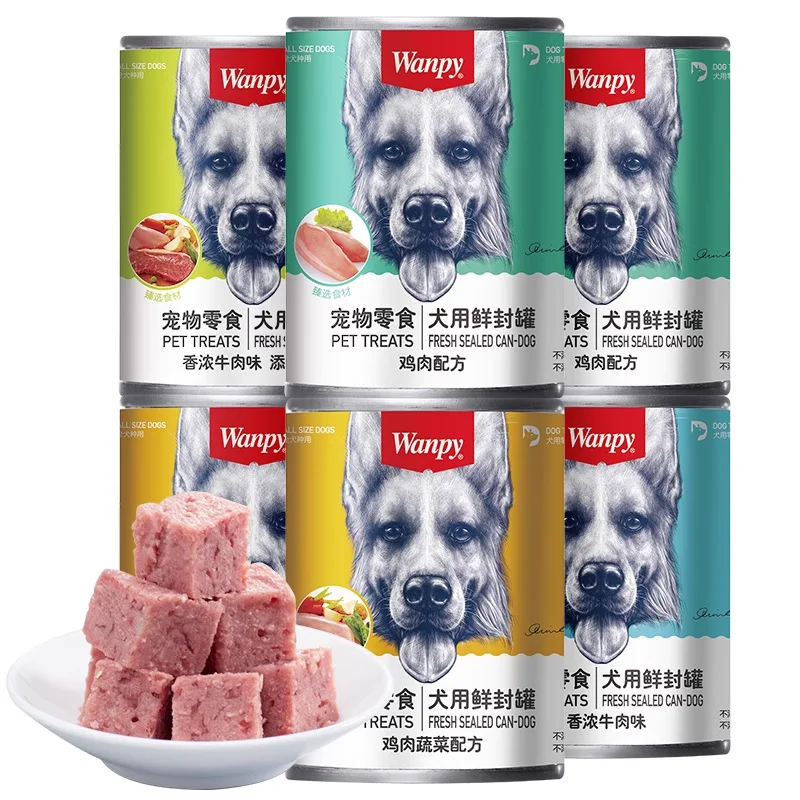 Wanpy Dog Canned Delicious Nutritional Snacks 375g Beef Chicken Vegetable Pet Wet Food Canned Dog Treats Dog Snack Cans