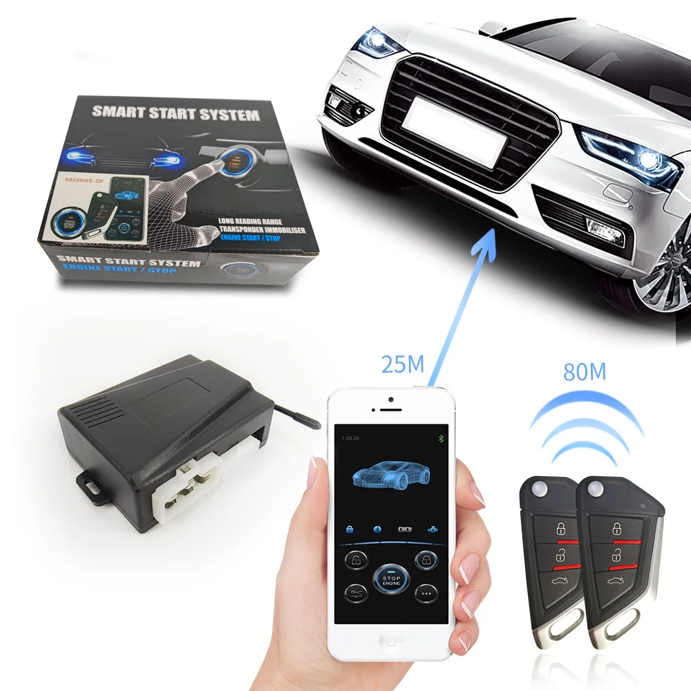 BT APP car remote start keyless engine ARM/DISARM trunk release car search mode start push button system
