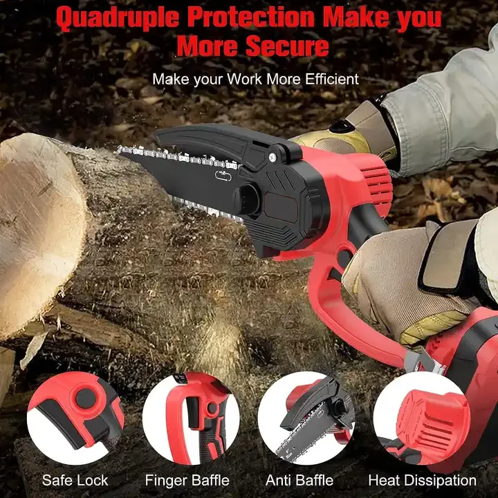 Mini Chainsaw 6-Inch with Batteries Chain Speed 21V Handheld Power Chain Saw for Tree Trimming Wood Cutting Pruning Branches