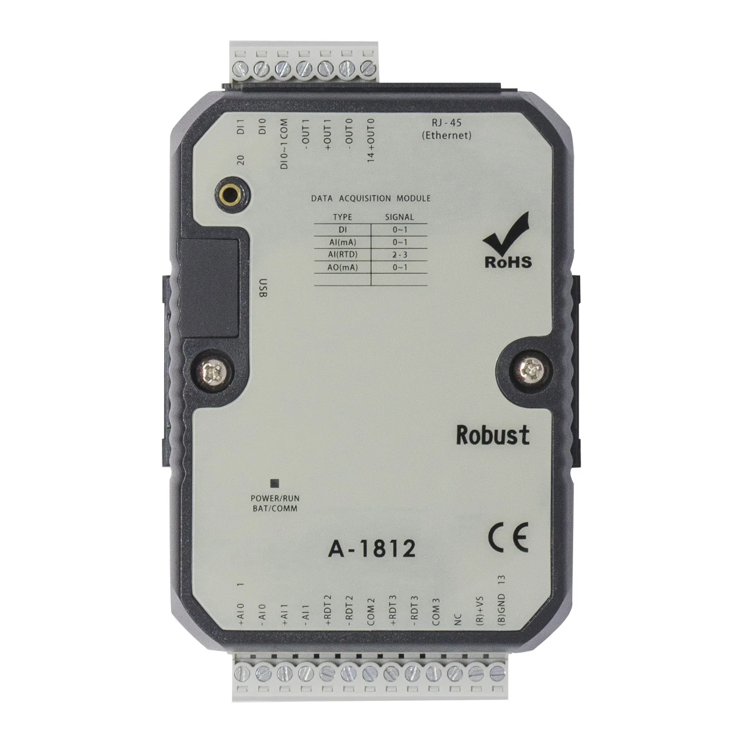 Ethernet I/O Module with 4AI 2DI 2AO Modbus(A-1812)