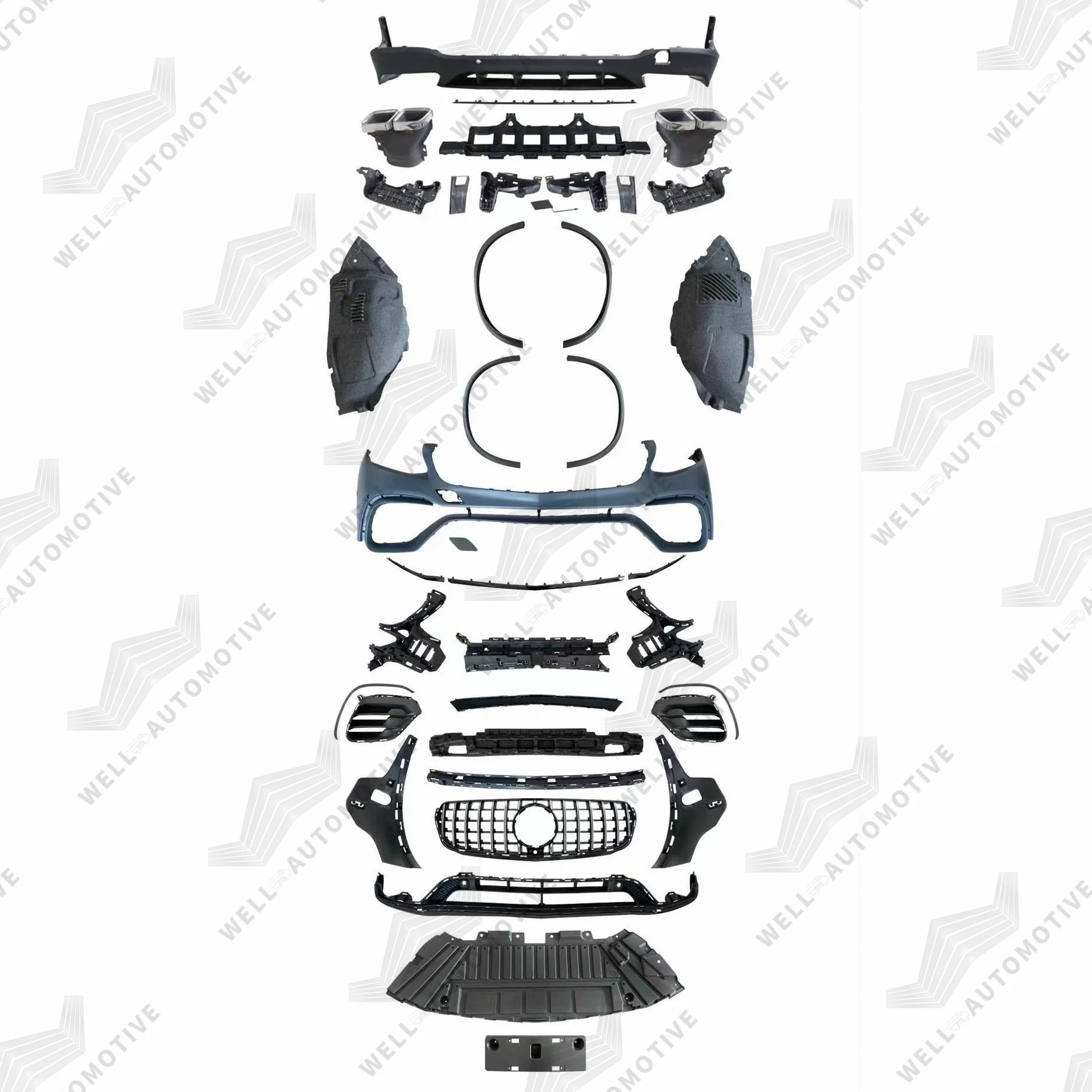Factory wholesale bodykit fender flares black front bumper  rear diffuser ABS net grills for X253 GLC upgrade to GLC63 AMG-Line
