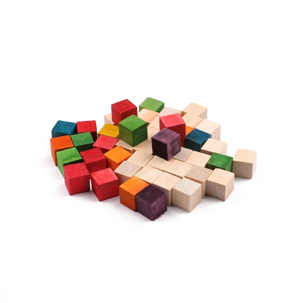 Natural Color Solid Wooden Craft Square Cubes