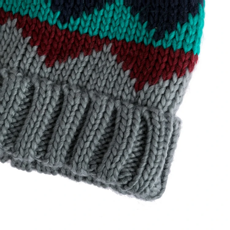 Custom Winter Hats 100% Acrylic Jacquard Pattern Knitted Beanie Hats