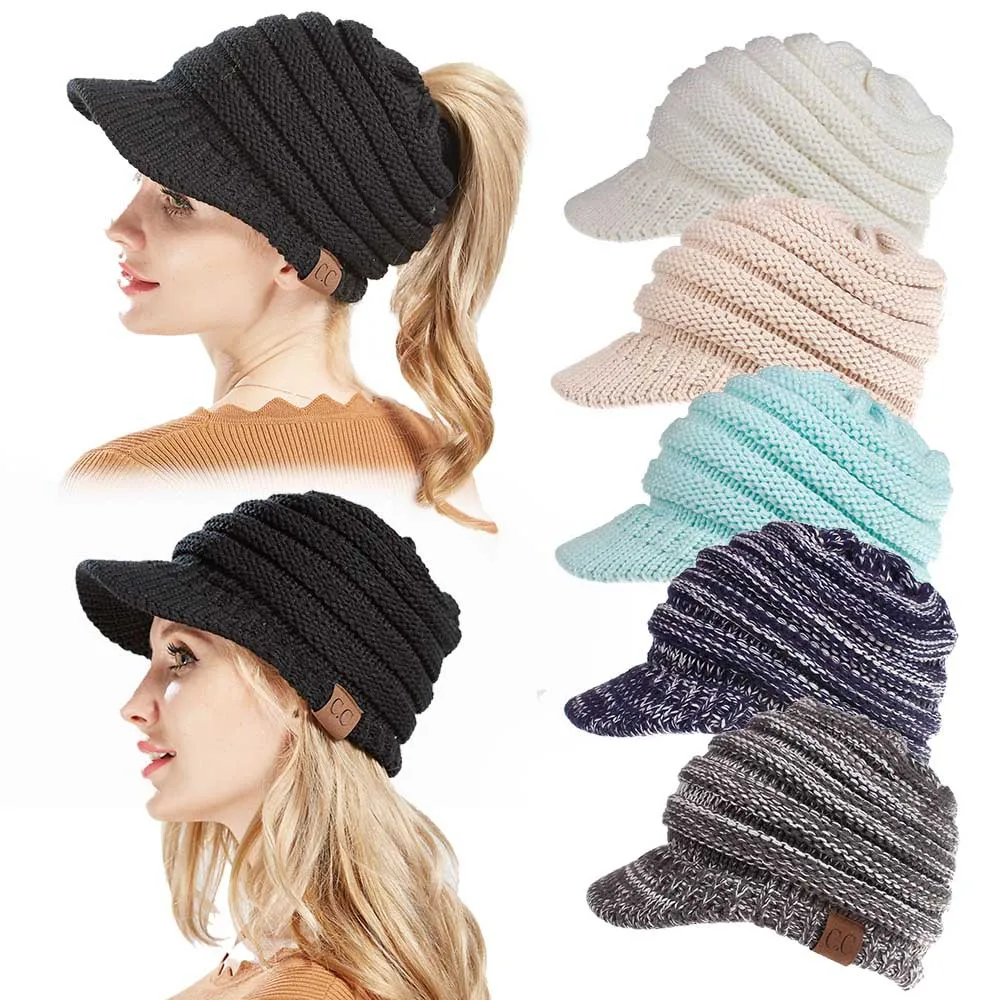 2024 Baseball Cap Ladies High Quality Wool Ponytail Design Waterproof Colors Autumn Winter beanie fashion custom  for Adults