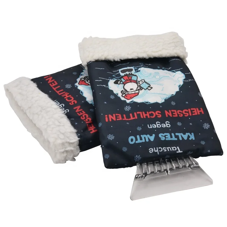 210D Oxford Cloth Custom logo plastic ice scraper with glove windshield snow scrapers ice scraper mitten