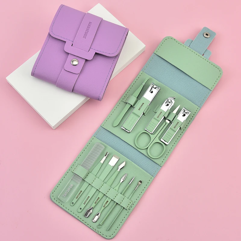Professional Multi-Purpose Stainless Steel Nail Care Tool Kit Manicure Pedicure Nail Clipper PU Leather Foot Care Manicure Set