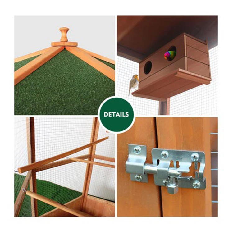 Strong Wire Mesh Pet Water Proof Bird House Wooden Cage for Small Parrot