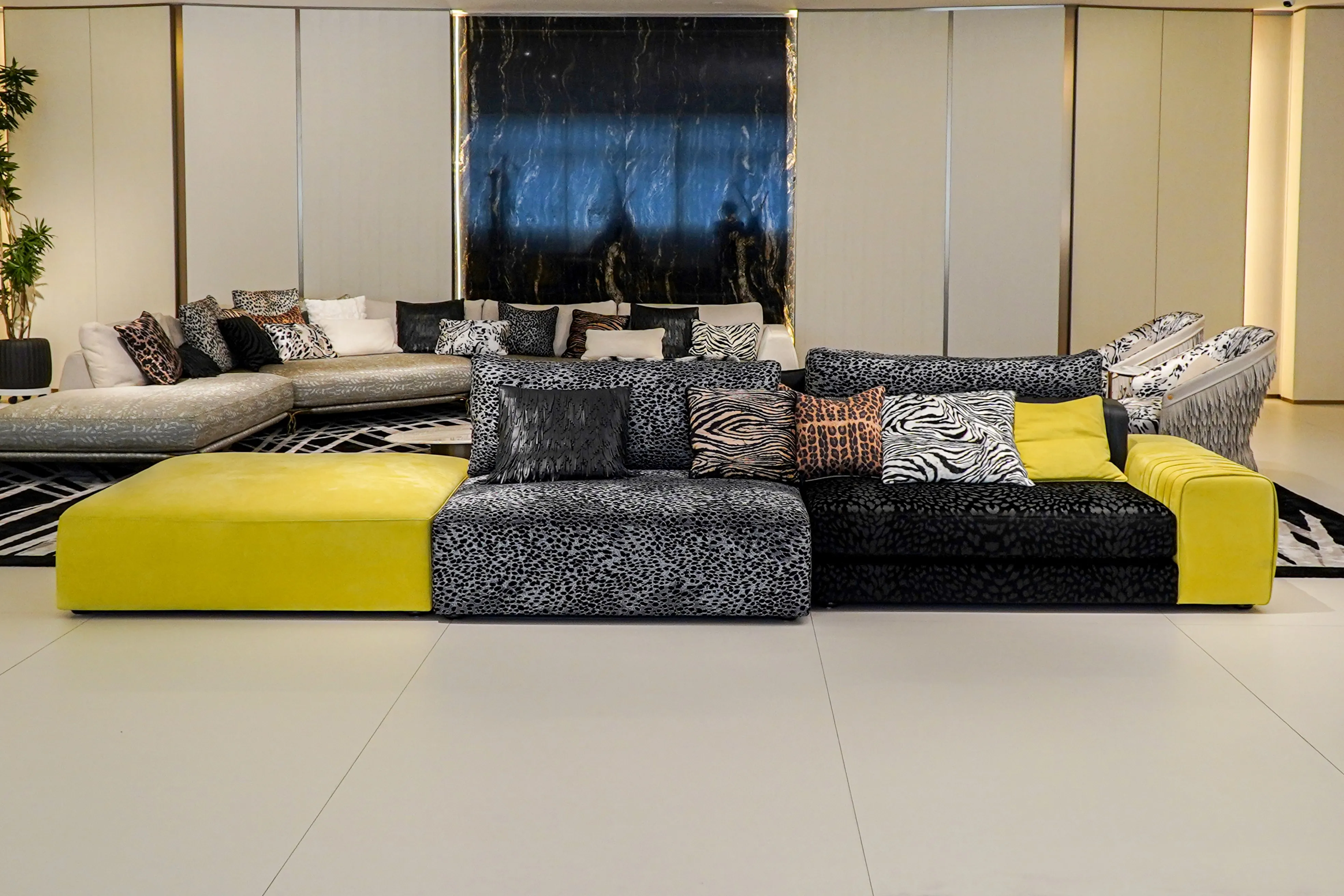 Modenfili Contemporary Modern Luxury Lounge Villa Home Furniture Living Room Sofas Leather Sectional Modular Sofa Set