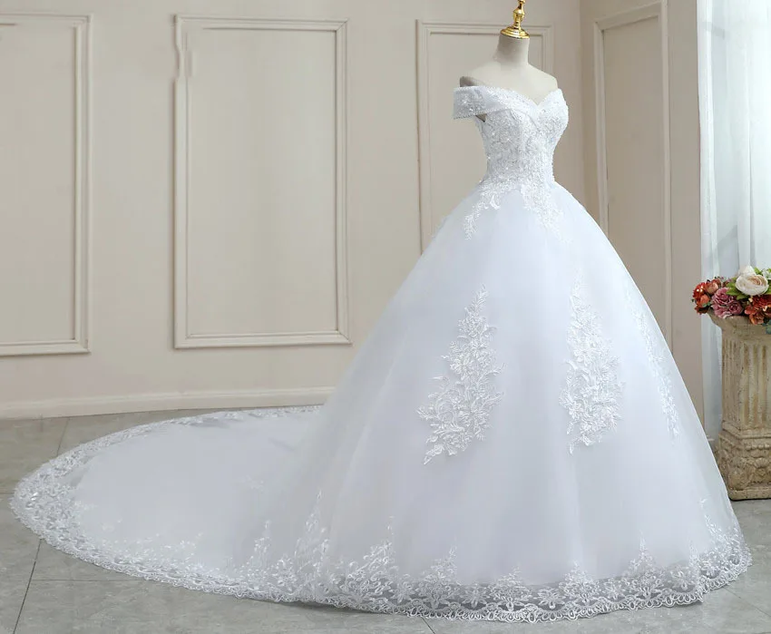 2022 New high quality off-shoulder slim tail elegant plus size lace wedding dress Vestedo De Noiva