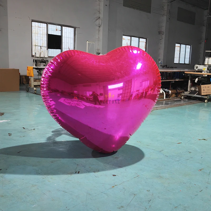 Trade Show Advertising Reflective PVC Giant Inflatable Heart Mirror Balloon Large Inflatable Mirror Heart For Decoration