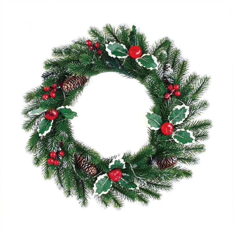 New Arrival Christmas Party Decor Door Hanging Decor Flower Wreath With Led Lights