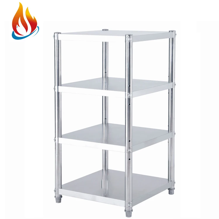 Custom 4-Tier Kitchen Stainless Steel Shelving Unit Adjustable Utility Shelf Multi-Purpose Organizer Rack
