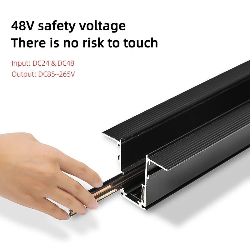 LuxHolic DC24V 48V Modular Design Surface Mounted Triac Smart LED Magnetic Spot Light System Led Magnetic Track Rail