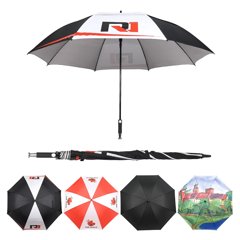 Branded promotional umbrella heated handle hotel umbrella mens with wooden handle waterproof fabric