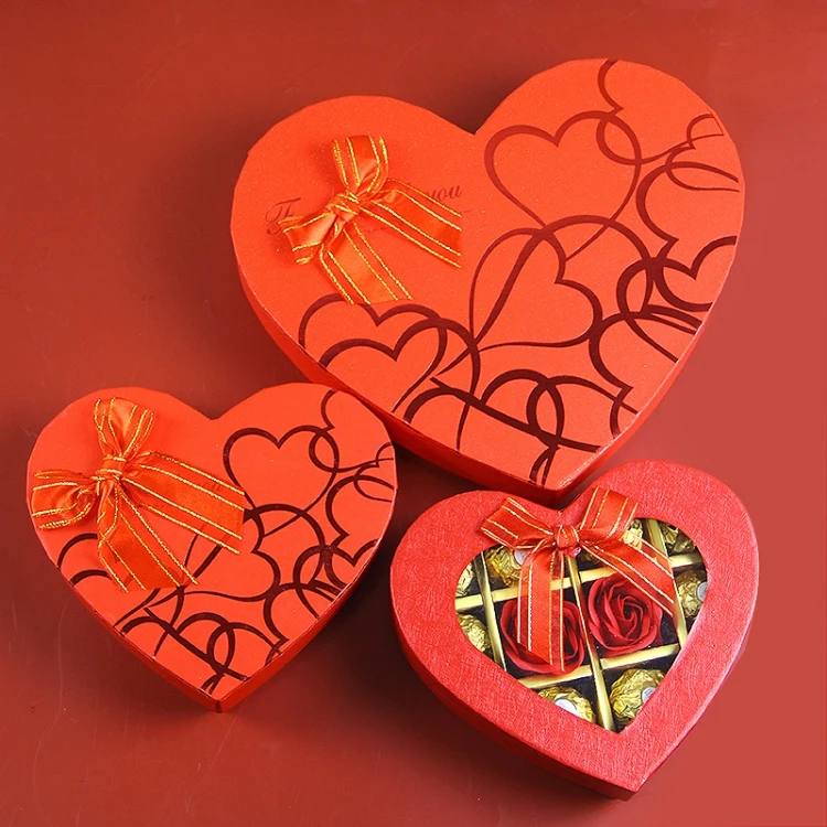 Rigid Heart Shaped Sweet Chocolate Strawberry Box Red Valentine Gift Box Custom