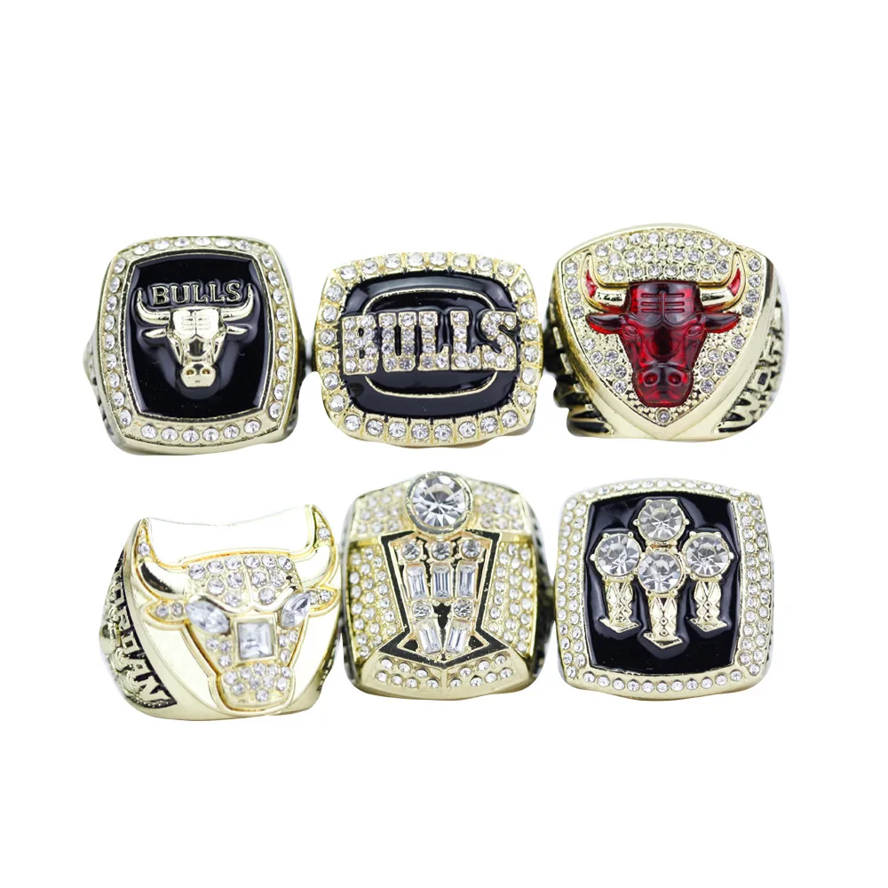 Chicago Bulls NBA Championship Ring Set 6 Rings Basketball Championship Rings