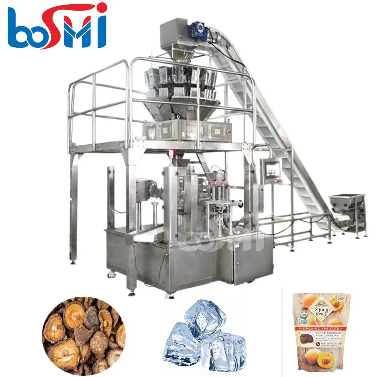 Automatic dried mushroom snacks ice cube crisps doypack pouch packing machine nuts weight and packing machine