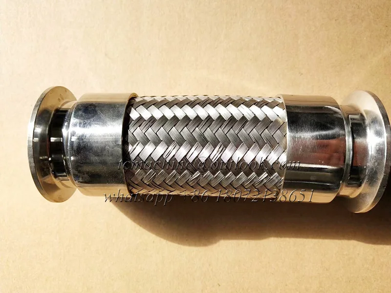 1.5'*500mm length stainless steel sus304 braid hose assembly with tri clamp ferrule ends