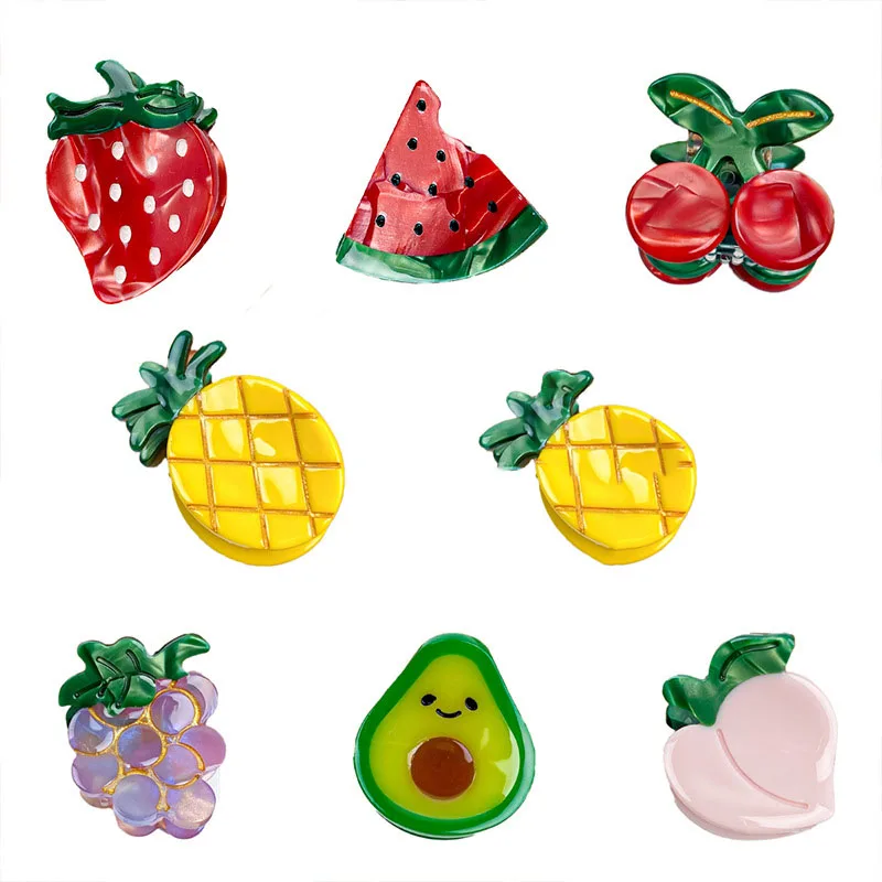 2024 New Mini Cute Vegetable Sweet Cabbage Pepper Pumpkin Girl Cellulose Acetate Claw Hair Clips