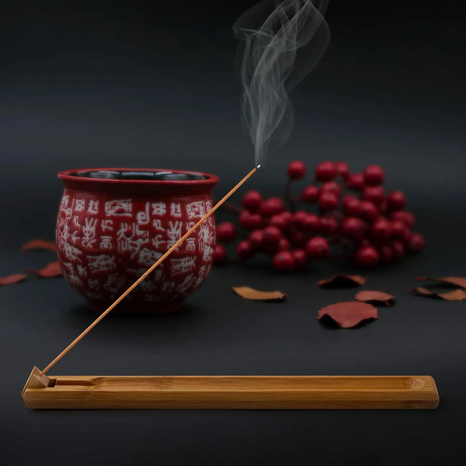9.85 Inch Bamboo Incense Holder Natural Bamboo Incense Burner for Sticks with Adjustable Angle Wood Incense Sticks Holder