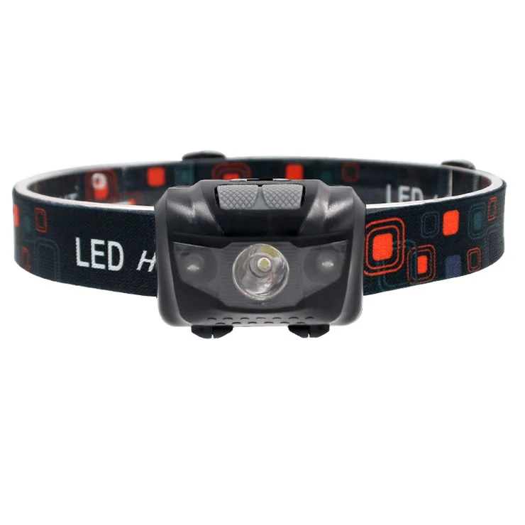 Outdoor camping headlamp Dry battery White and Red warning light Waterproof function 45 degree adjustable angle