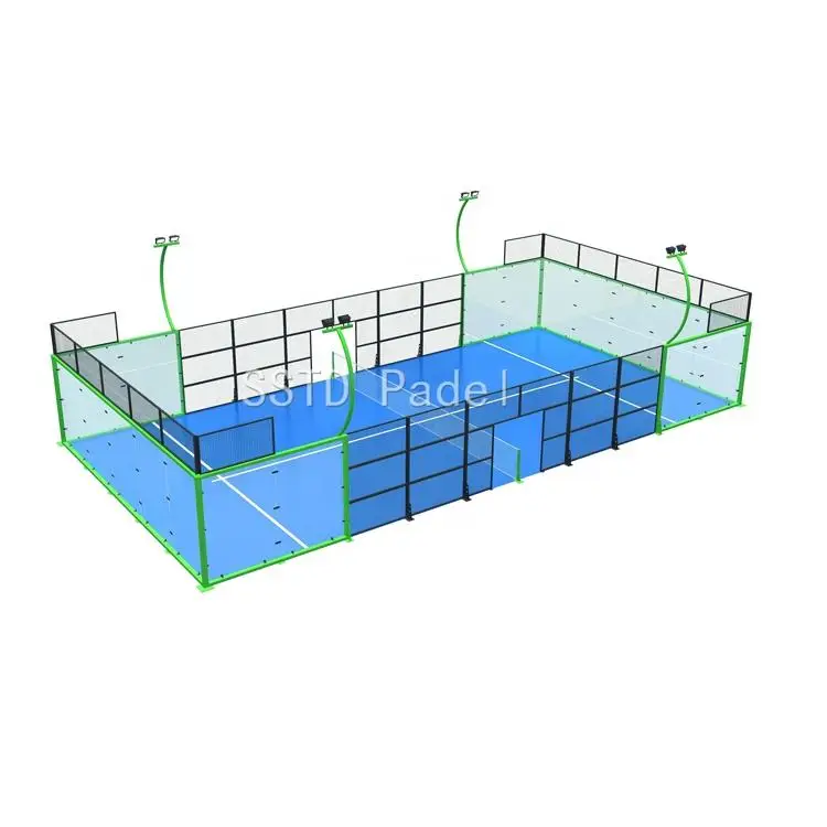 Оптовая продажа от производителя закрытый открытый корт стеклянный Padel-корт весло панорамный Padel теннисный