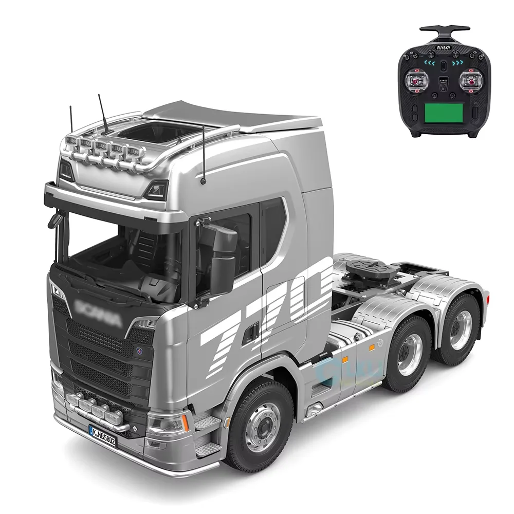 SJY-K5802 1/14  Tractor 6x6 Metal Hydraulic RC Truck W/ 2-Speed Sound Light System Open door Toy Model