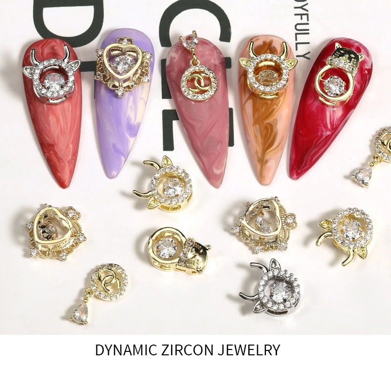 Light luxury manicure zircon diamond jewelry bull head super flash color retention nail drill stickers do not fade