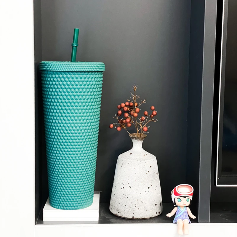 
2021 New release grid colorful glitter tumbler cups in bulk skinny studded tumbler with lid straw 