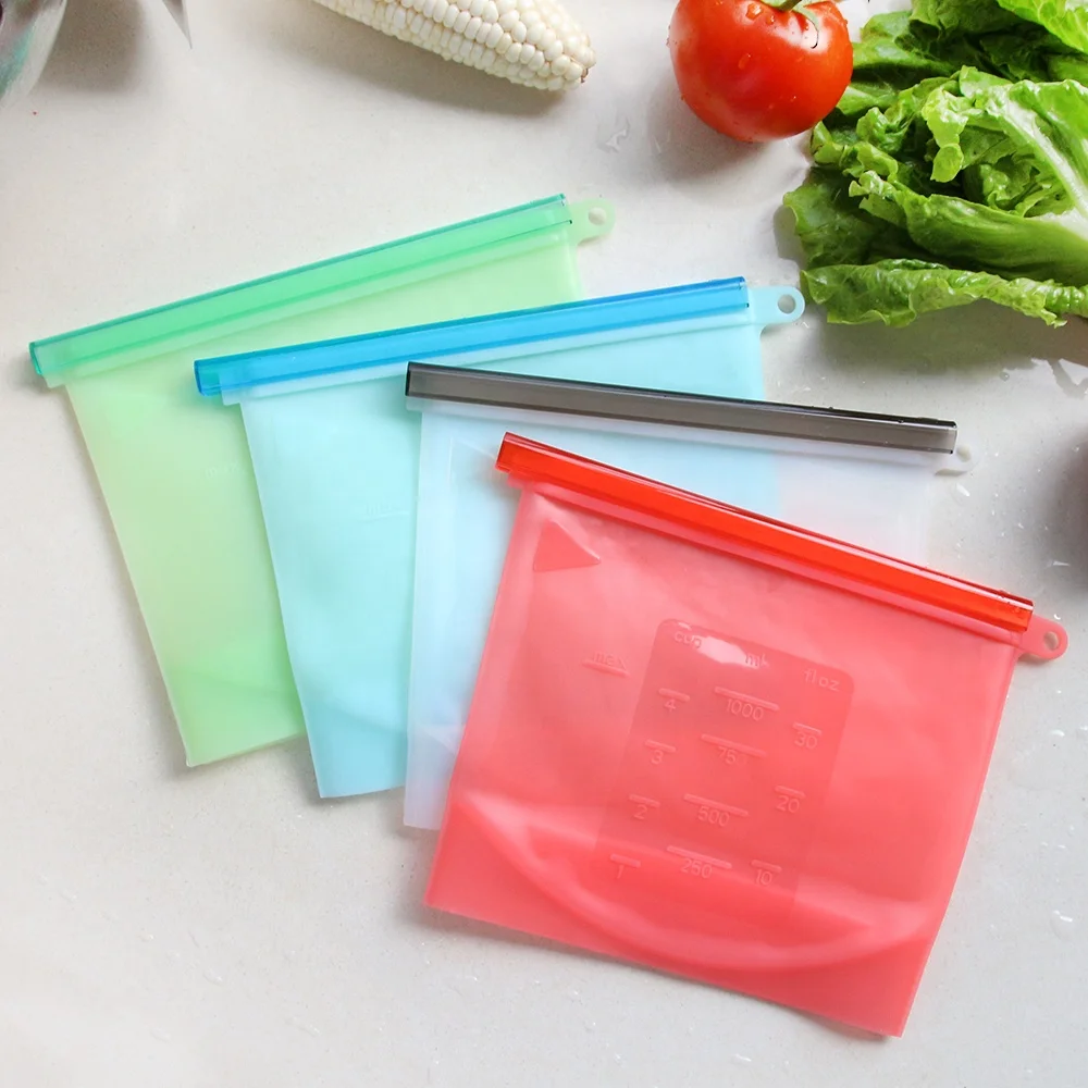 BPA Free Plastic Container Freezer Gallon Size Zip Snack Lunch Bag Reusable Silicone Food Sandwich Storage Bags