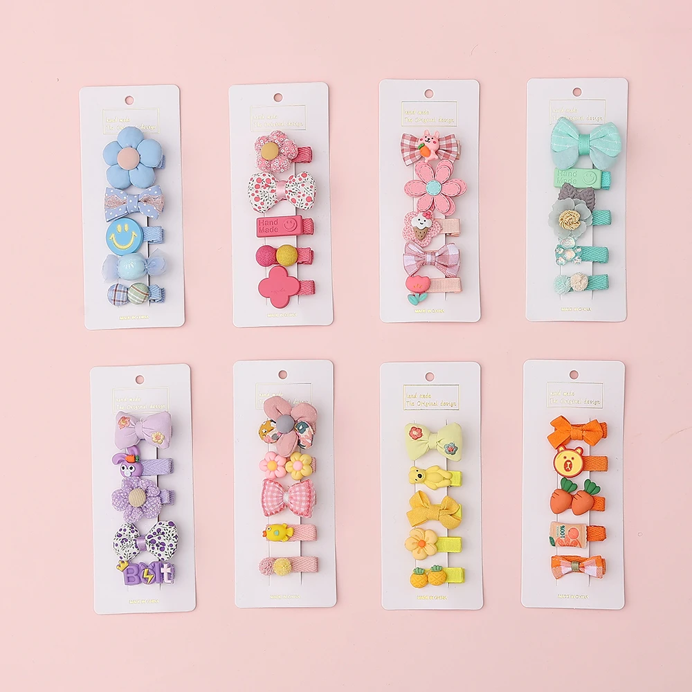Fashion Non-slip Cute  Flower Girls 0-6 Baby Kids Hair Accessories Set Hair Pins Barrettes Hair Clips