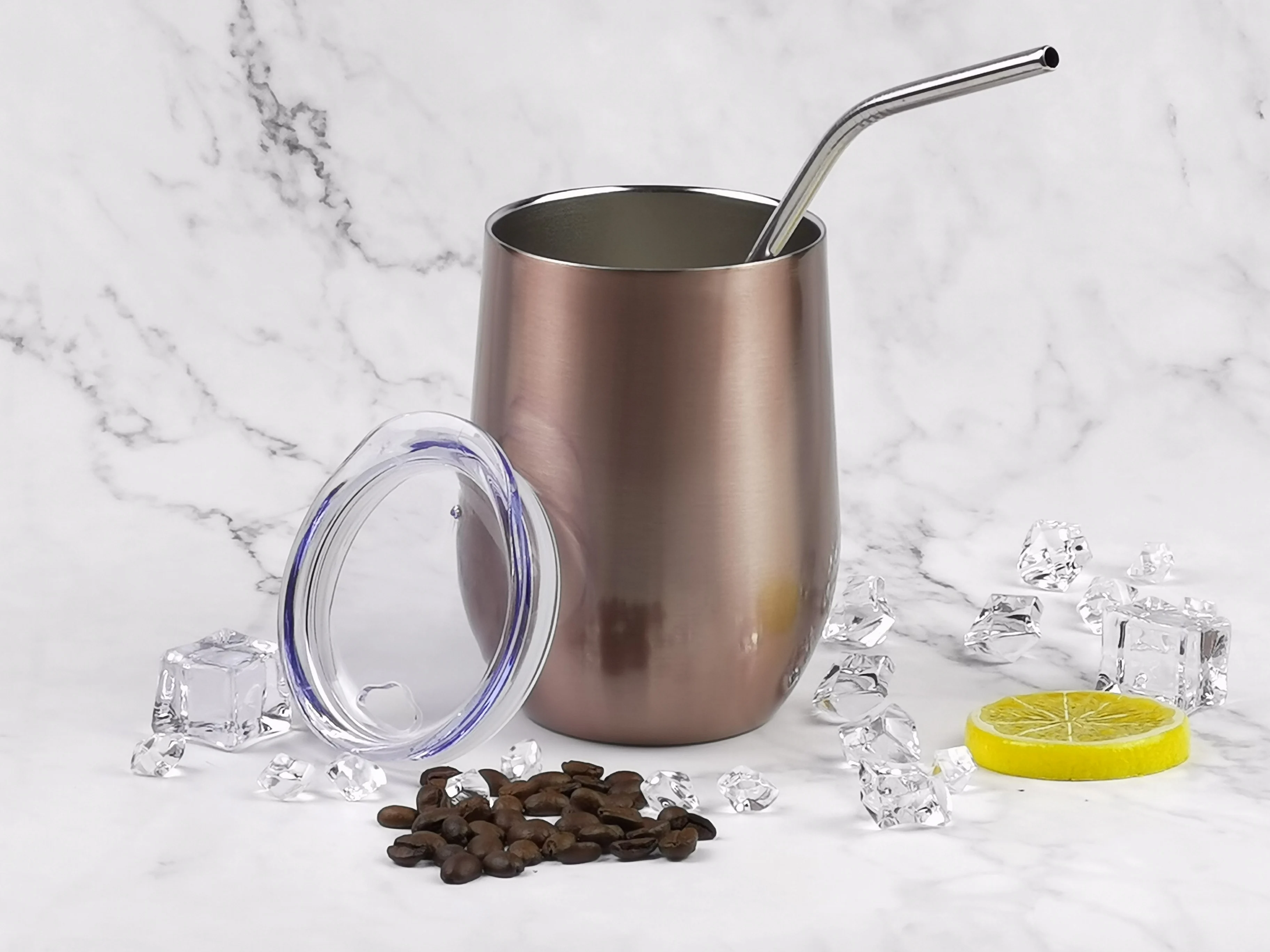 Langjun 12oz stainless steel double wall insulated coffer tumbler with lid mug