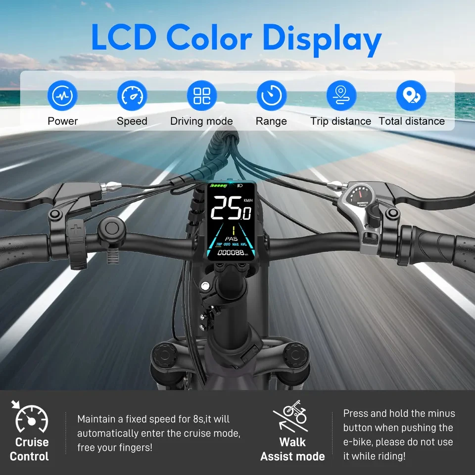 OEM Enduro Ebike Hybrid Cargo Bicycle 750W 48V 26AH 100km 20inch Fat Tire Electric Bike with Dual Battery