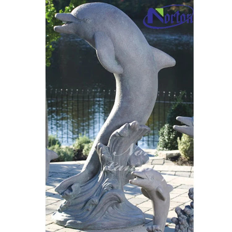 Wholesale Custom Stone Carving Marble Dolphin Statues Sculptures For Swimming Pools