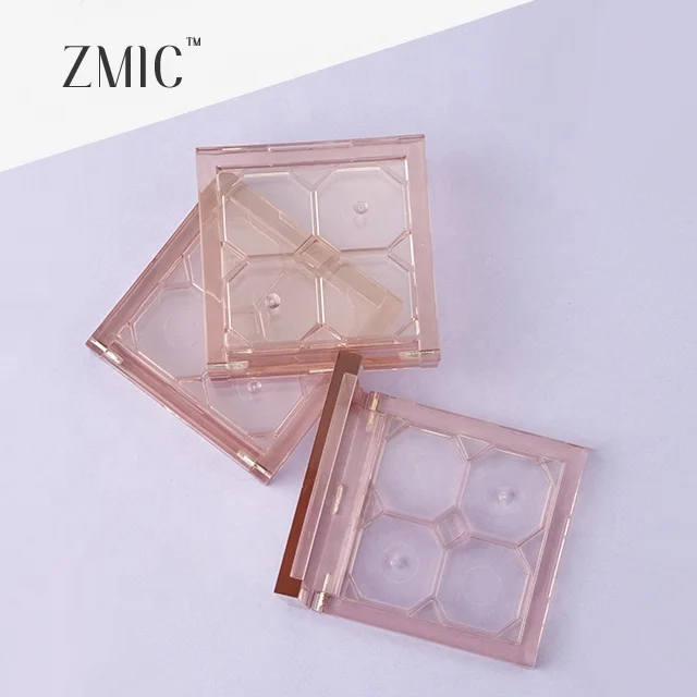 Red plastic eyeshadow palette full clear empty square 4 color mini cute makeup eyeshadow palette