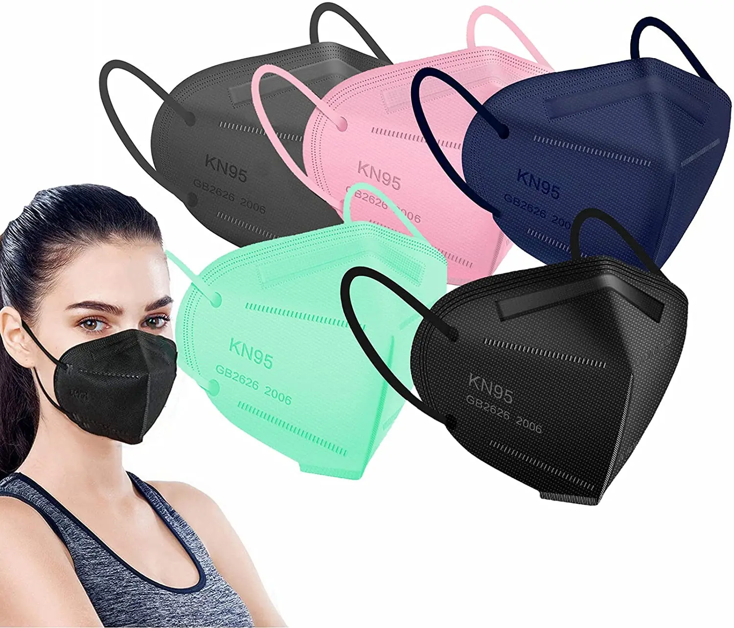 Balck Dispos Face Mask Middle Filter Layer Melt Blown Design Protective Fish Shape Half Face Mask