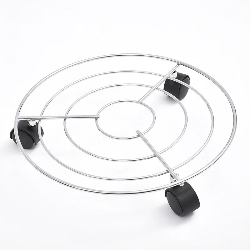 High Quality Iron Rolling Plant Caddy With Wheels Adjustable Indoor Outdoor Home Metal Round Flower Pot Shelf Rack