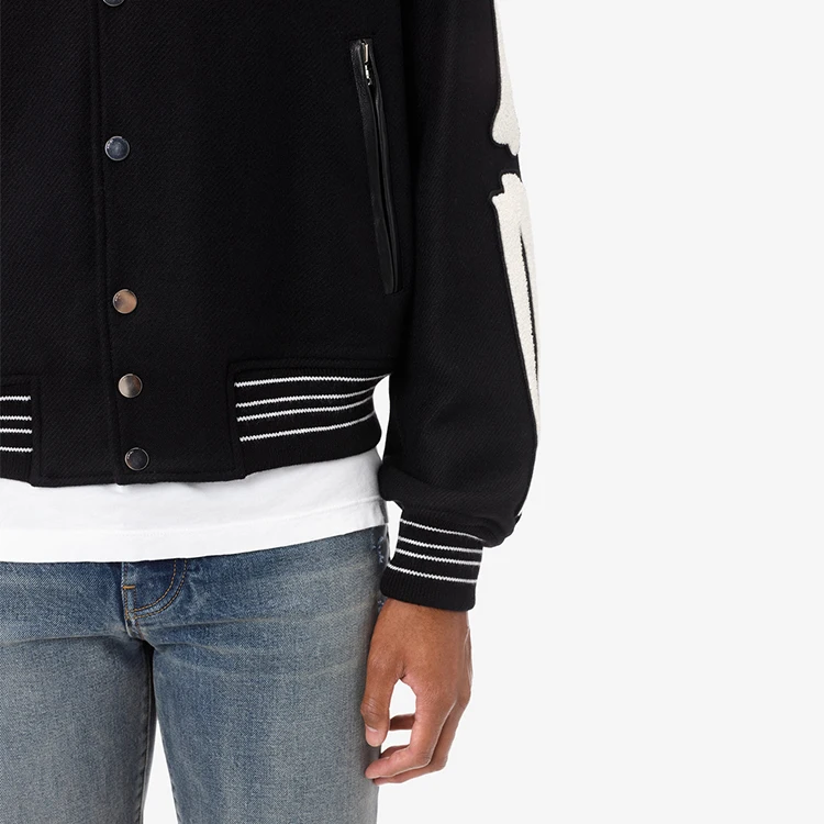 DiZNEW high quality Plain brand wholesale embroidered skull varsity jacket for men