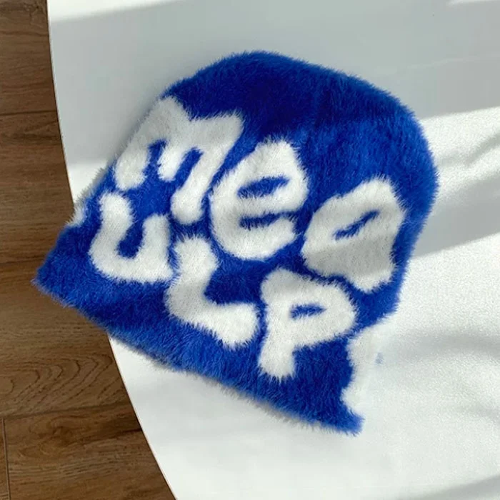 2023 New Fashion Mohair Beanie Customized Winter Skull Cap Mohair  Winter Beanie Hat Knitted Reversible Mohair  Beanie Cap