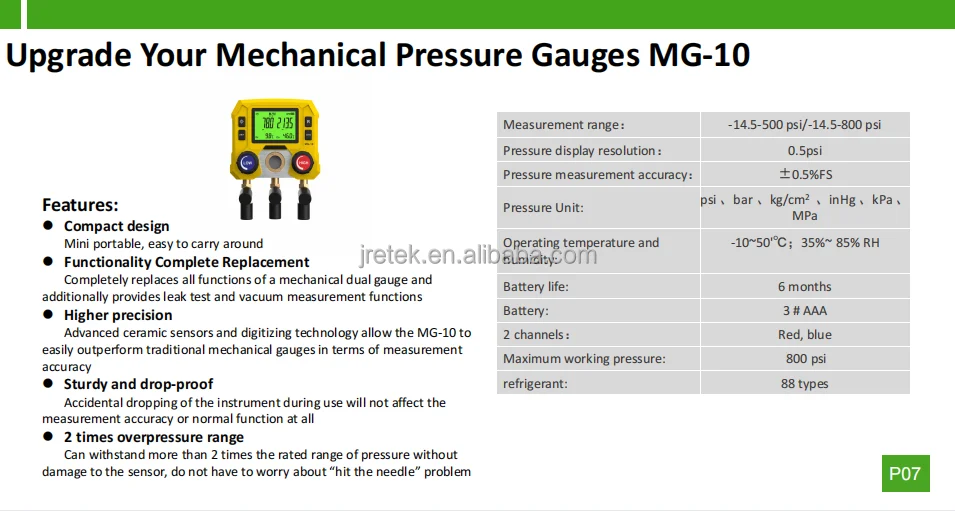 Digital Manifold Gauge App Control AC Gauges Auto A/C Service HVAC Intelligent Refrigerant Pressure Gauge Temp&Vacuum Test Meter
