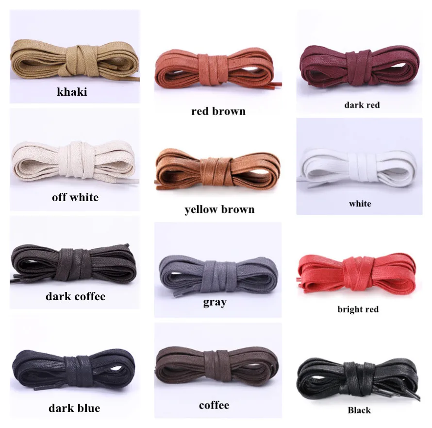 Custom Wax Cotton Shoe Laces 8MM Flat Waxed Cotton Shoelaces Flat Waxed Laces for Sneakers