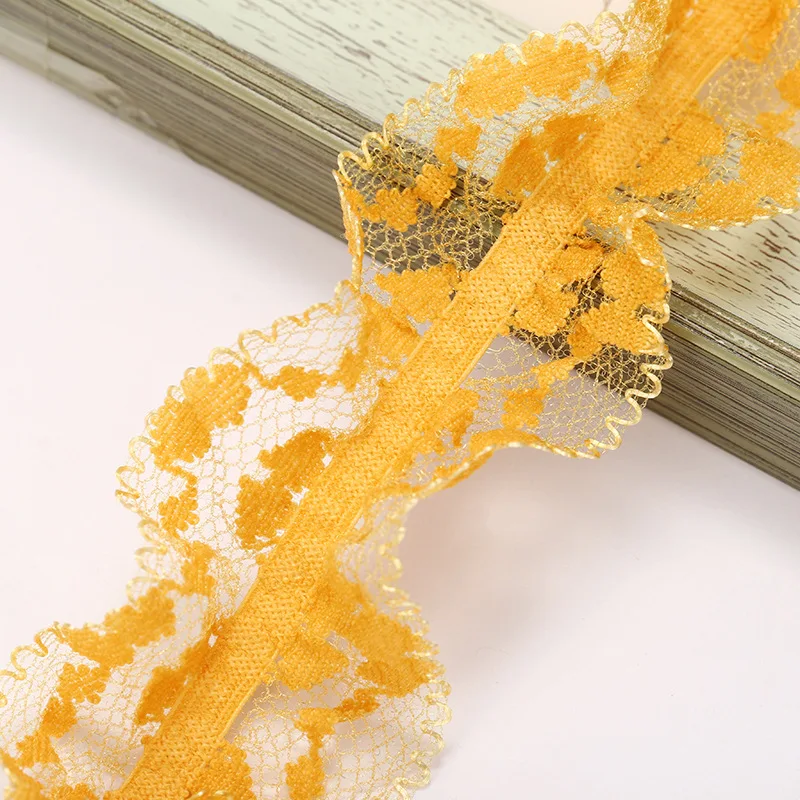 Stretch lace ribbon nylon spandex color stretch woven apparel headwear textile DIY decorative ribbon manufacturer