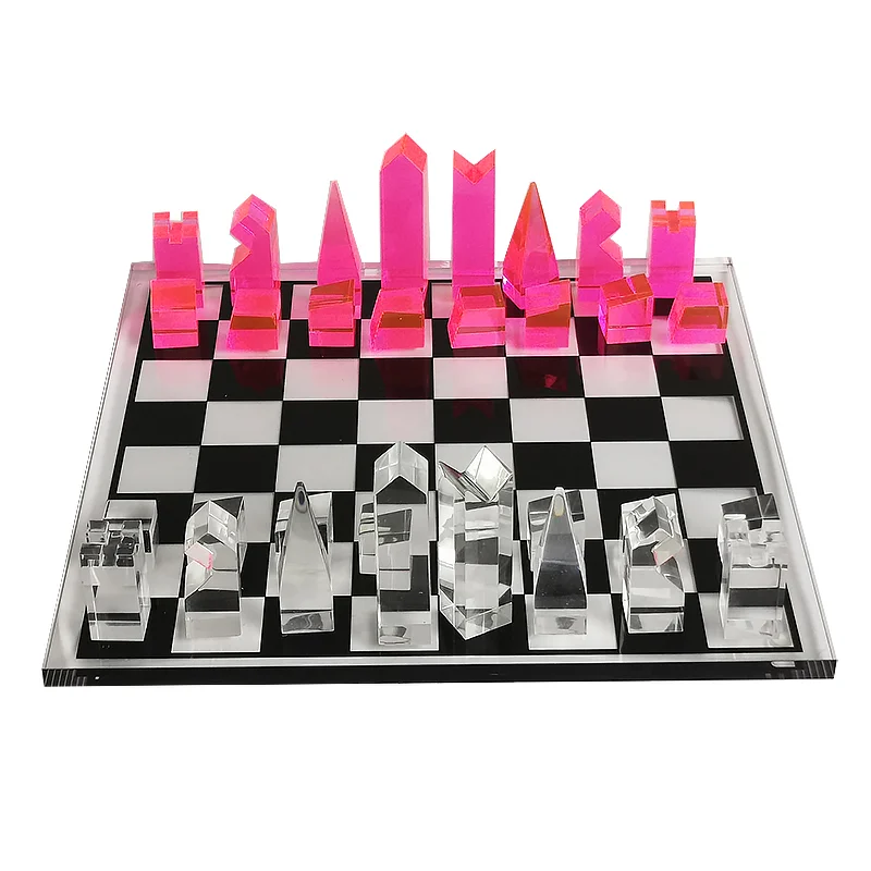 Colorful and transparent customizable crystal chess set luxury acrylic chess game set for professionals