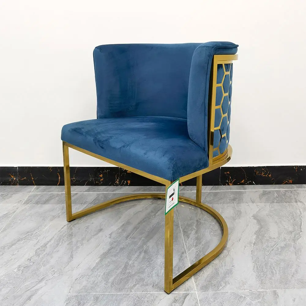 Luxury Honeycomb Backing Stainless Steel Chair Velvet Dining Chair