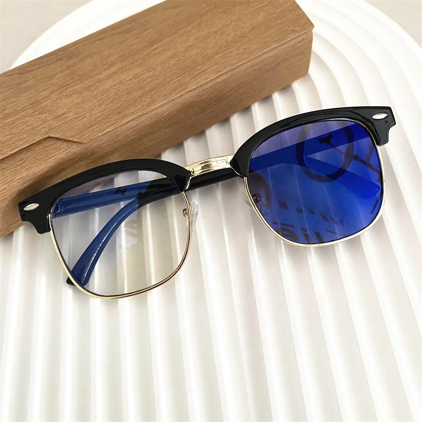 anti light computer circle retro eyebrow black gold silver lunett photogray antireflet 2025 men women photochromic sunglasses